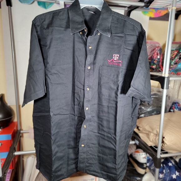 Jonathan Corey Full Button Texas A&M Galveston Black Short Sleeve - Size XL - Picture 2 of 4